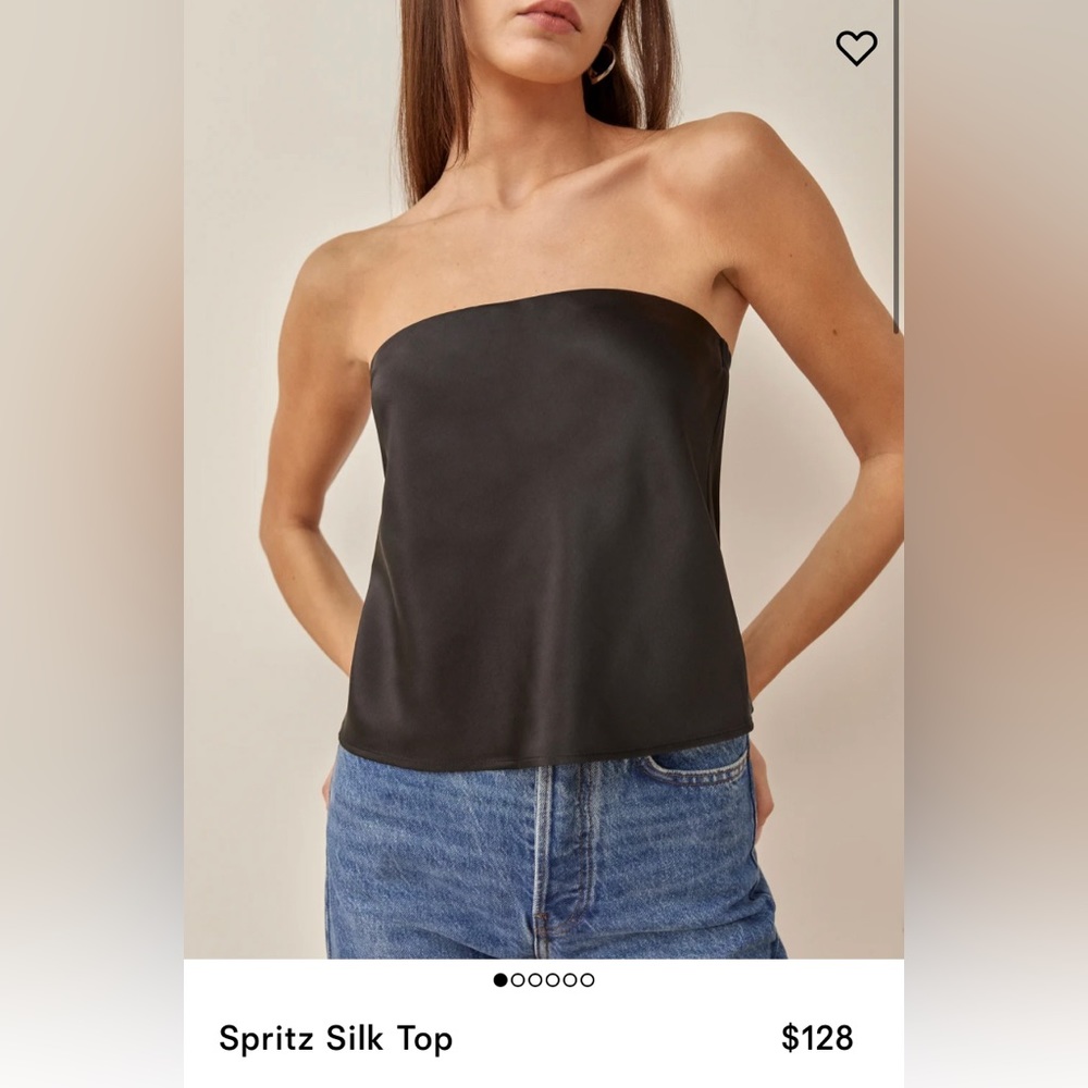 Reformation Silk Spritz Black Top - 100% Silk